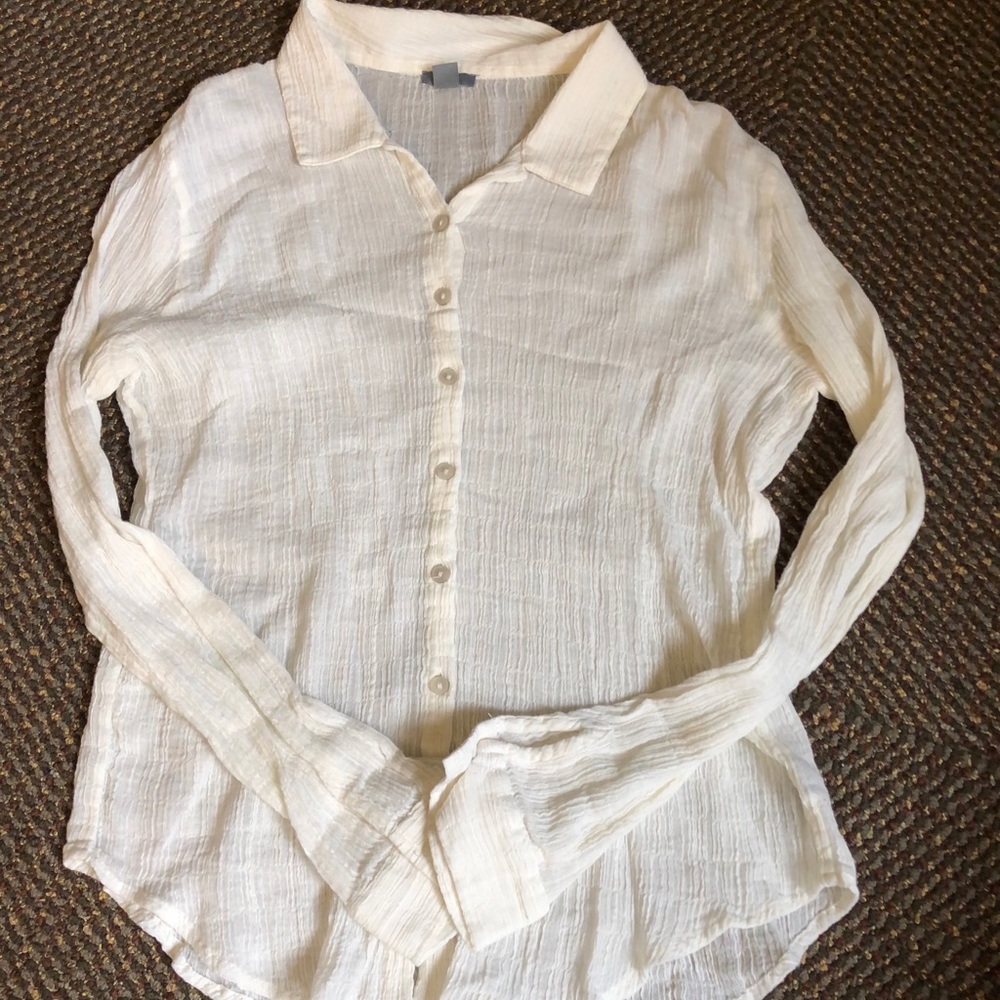 Sheer White button down shirt XS brand new